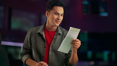 Man placing a sports bet 