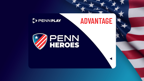 PENN Heroes Playing Card with flag in the background