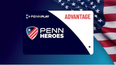 PENN Heroes Playing Card with flag in the background